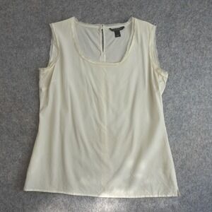 St John Tank Top Womens 8 Cream Silk Raw Edge Minimalist Quiet Luxury Sheer Thin